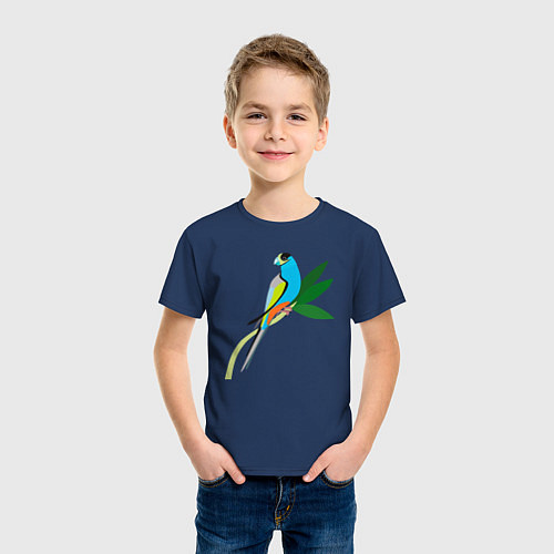 Детская футболка Попyгaй / Тёмно-синий – фото 3