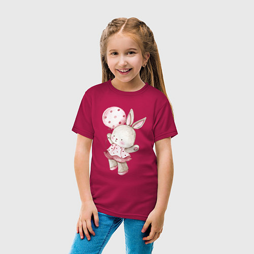Детская футболка Зайка с шариком / Маджента – фото 4