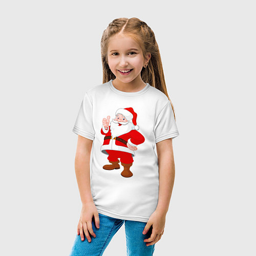 Детская футболка Радостный Санта Клаус / Белый – фото 4
