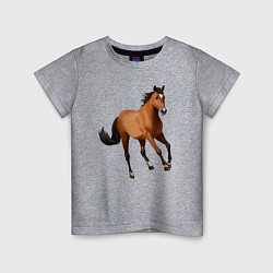 Футболка хлопковая детская Мустанг лошадь, цвет: меланж