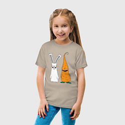 Футболка хлопковая детская Заяц с морковкой, цвет: миндальный — фото 2