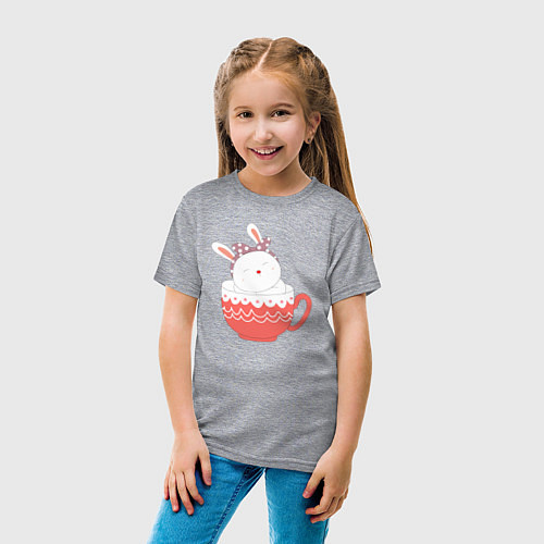 Детская футболка Зайка сидит в кружке / Меланж – фото 4