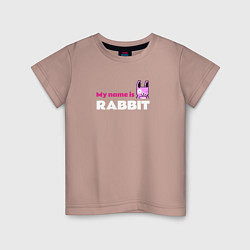 Футболка хлопковая детская My name is Rabbit, цвет: пыльно-розовый