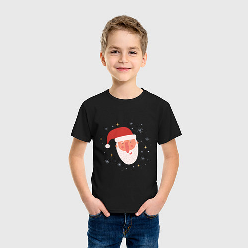 Детская футболка Голова Деда Мороза / Черный – фото 3