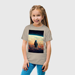 Футболка хлопковая детская I want to be an astronaut, цвет: миндальный — фото 2
