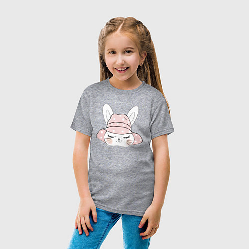 Детская футболка Зайка в панаме / Меланж – фото 4