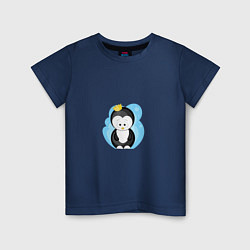 Футболка хлопковая детская Королевский пингвин, цвет: тёмно-синий