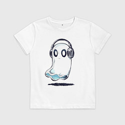 Детская футболка Прикольный призрак в наушниках