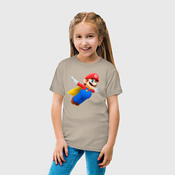 Футболка хлопковая детская Марио в полёте, цвет: миндальный — фото 2