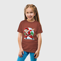 Футболка хлопковая детская Dabbing Santa day, цвет: кирпичный — фото 2