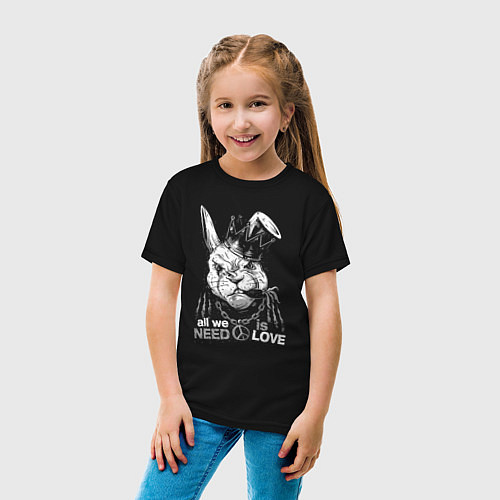 Детская футболка Заяц король / Черный – фото 4
