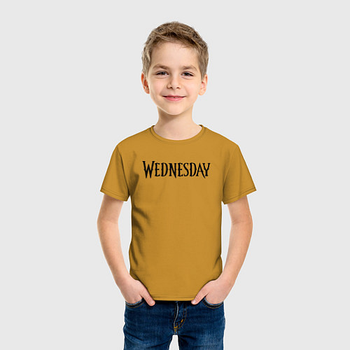 Детская футболка Logo black Wednesday / Горчичный – фото 3