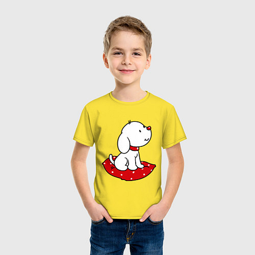 Детская футболка Собачка на подушке / Желтый – фото 3