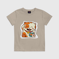 Футболка хлопковая детская Kitten and fish, цвет: миндальный