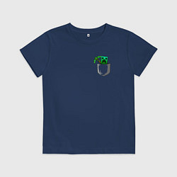 Футболка хлопковая детская Карманный крипер с киркой, цвет: тёмно-синий