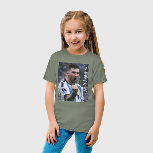 Детская футболка Viva la Argentina - Lionel Messi - world champion / Авокадо – фото 4