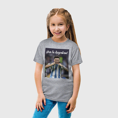 Детская футболка Gonzalo Montiel - world champion / Меланж – фото 4