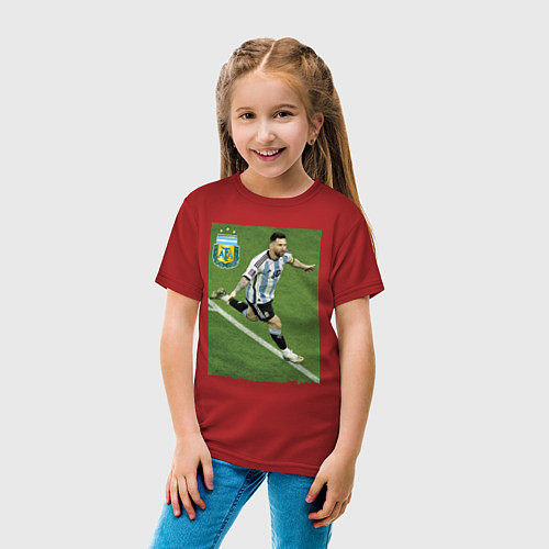 Детская футболка Argentina - Lionel Messi - world champion / Красный – фото 4