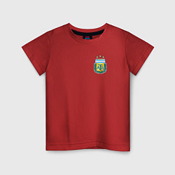 Футболка хлопковая детская Герб федерации футбола Аргентины, цвет: красный
