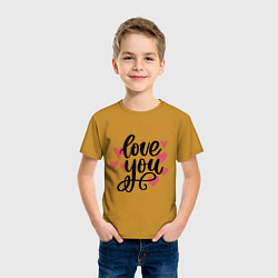 Футболка хлопковая детская Love U, цвет: горчичный — фото 2