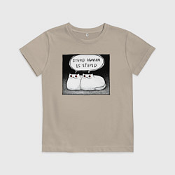 Детская футболка Мрачный кот - тупой человек тупой