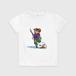 Детская футболка Убийца Снеговиков - девушка с огнемётом