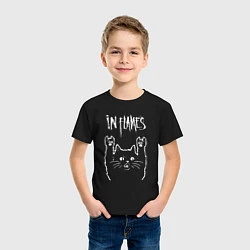 Футболка хлопковая детская In Flames рок кот, цвет: черный — фото 2