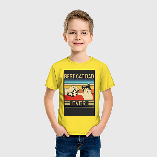 Детская футболка Лучший кошачий папа на свете / Желтый – фото 3