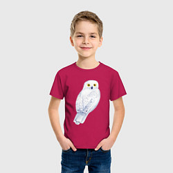 Футболка хлопковая детская Белая полярная сова, цвет: маджента — фото 2