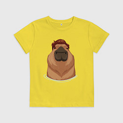 Детская футболка Капибара гигачад с шевелюрой