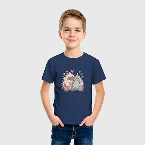 Детская футболка Влюбленные монстры / Тёмно-синий – фото 3