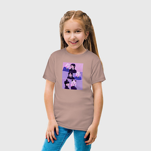 Детская футболка Уэнздей и Энид - Wednesday / Пыльно-розовый – фото 4