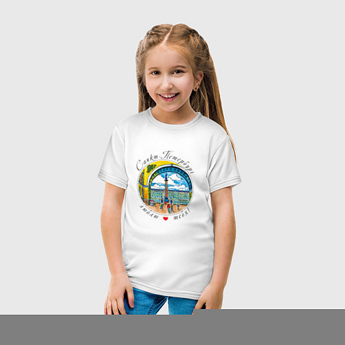 Детская футболка Санкт-Петербург, Дворцовая площадь / Белый – фото 4