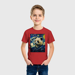 Футболка хлопковая детская Панда Ван Гога, цвет: красный — фото 2