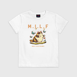 Футболка хлопковая детская Man I Love Felines, цвет: белый
