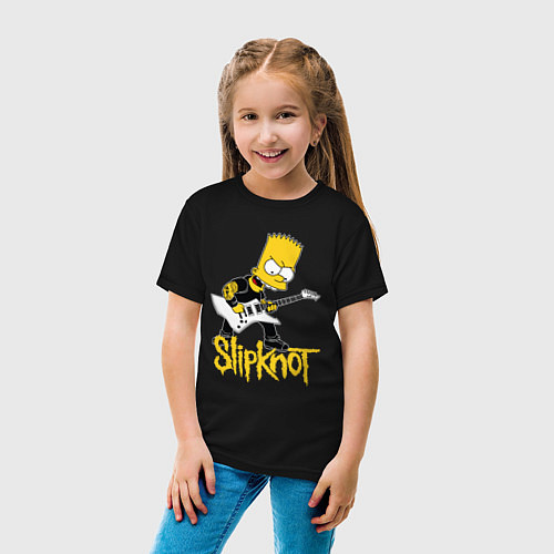 Детская футболка Slipknot Барт Симпсон рокер / Черный – фото 4