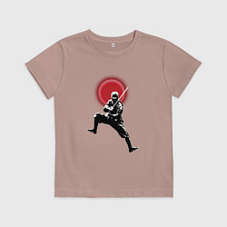 Футболка хлопковая детская Ниндзя в бою, цвет: пыльно-розовый