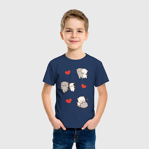 Детская футболка Стикеры Котиков / Тёмно-синий – фото 3