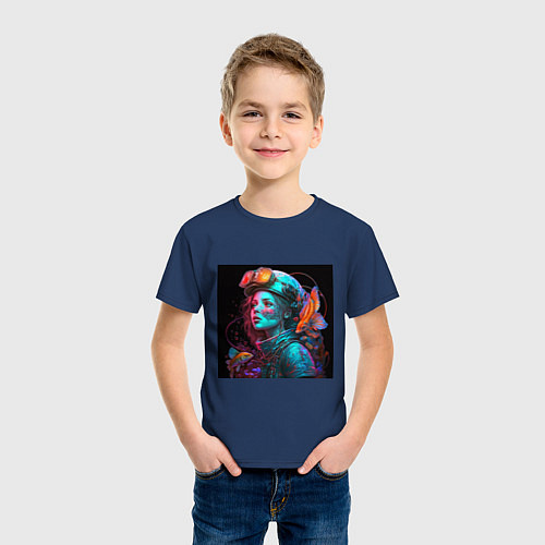Детская футболка Девушка с воображением / Тёмно-синий – фото 3