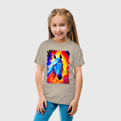 Детская футболка Огнегривый конь со звездой на лбу / Миндальный – фото 4