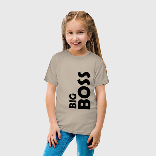 Детская футболка BIG BOSS - темная / Миндальный – фото 4