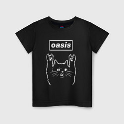 Футболка хлопковая детская Oasis рок кот, цвет: черный