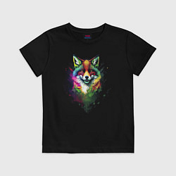 Футболка хлопковая детская Colorful Fox, цвет: черный