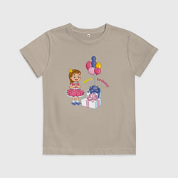 Детская футболка С днём рождения с подарком и шариками
