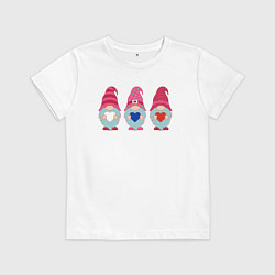 Футболка хлопковая детская Гномы триколор, цвет: белый