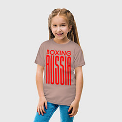 Футболка хлопковая детская Бокс Российская сборная, цвет: пыльно-розовый — фото 2