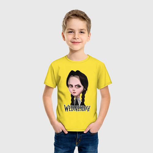 Детская футболка Уэнсдэй рисунок / Желтый – фото 3