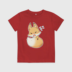 Футболка хлопковая детская Милая лисичка недовольна, цвет: красный