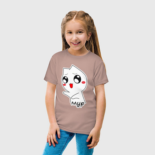 Детская футболка Котик Мур / Пыльно-розовый – фото 4