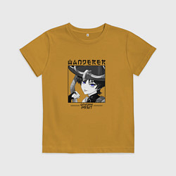 Футболка хлопковая детская Странник в квадрате, цвет: горчичный